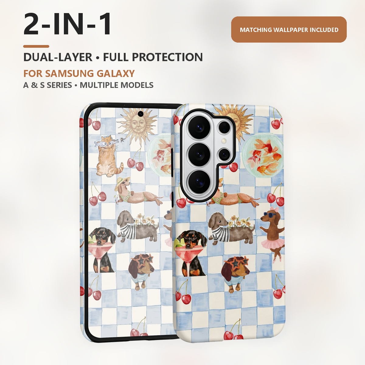 Computer Case - Grappige Honden Zomer 2-in-1 Dubbellaagse Telefoonhoes