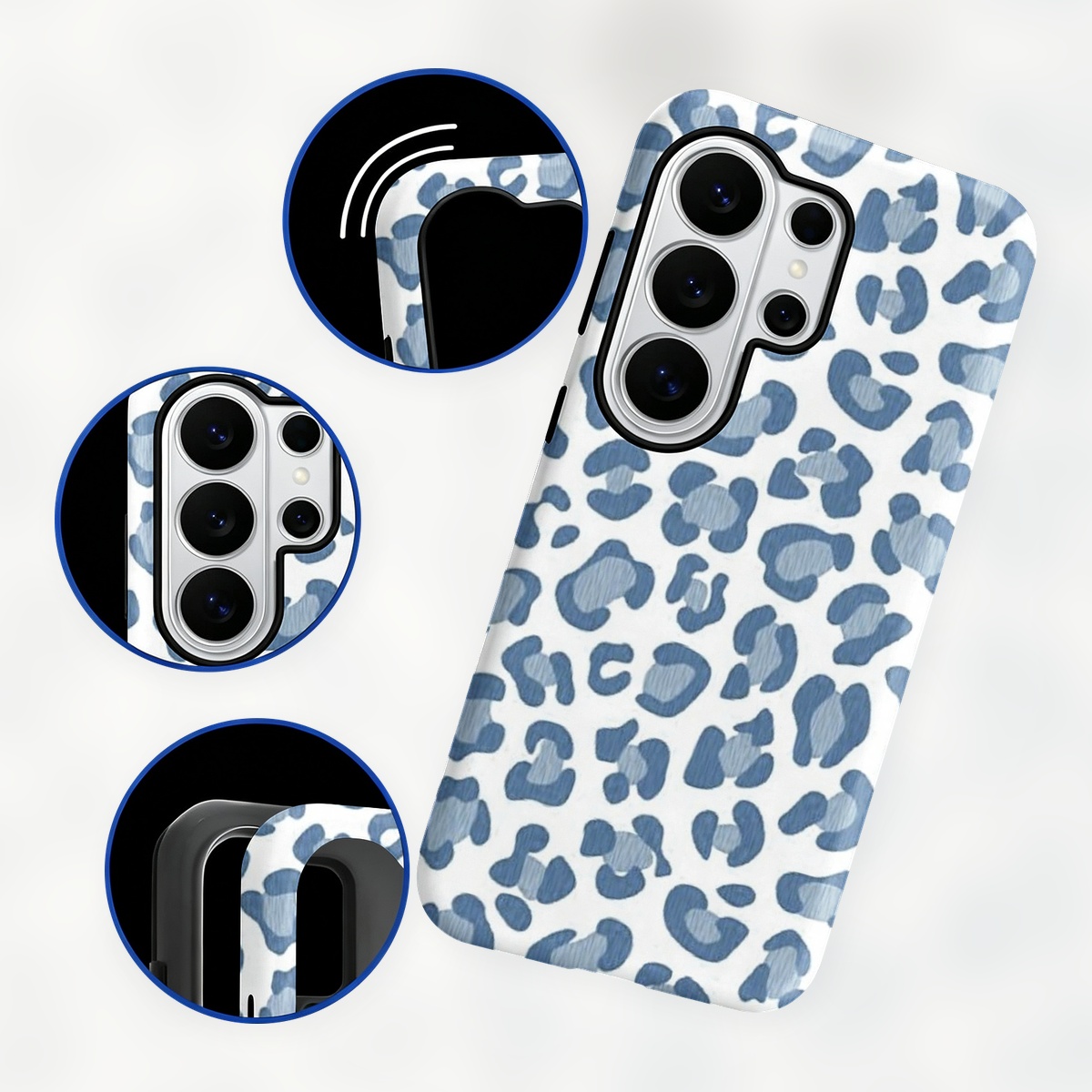 Blauwe telefoonhoes met luipaa - Computer Case recensie en prijs